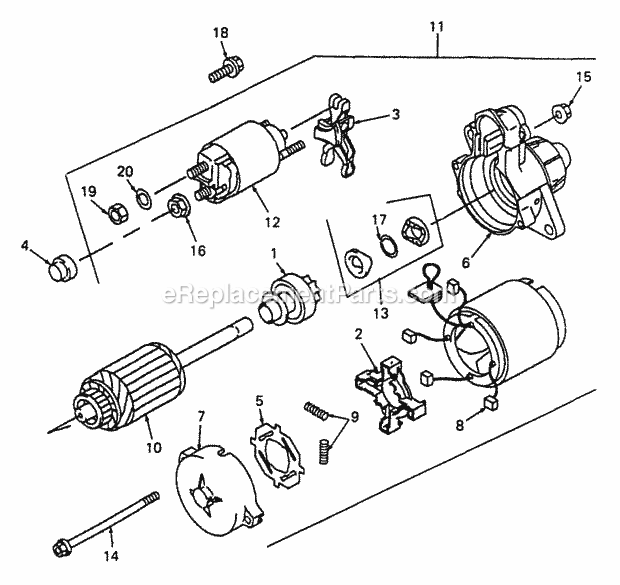 Starter Diagram and Parts List for 2086 880001-899000, 14A-735-100, 146-735-100 Cub Cadet Lawn Tractor